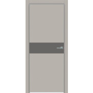 Дверь межкомнатная Concept-707 ПВХ Шелл грей, глухая, декор медиум грей, кромка матовый хром, каркасно-щитовая