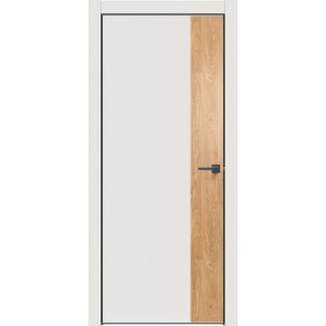 Дверь межкомнатная Concept-708 ПВХ Белоснежно матовый, дуб винчестер светлый, глухая, кромка алюминиевая черная матовая, каркасно-щитовая