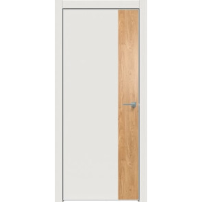 Дверь межкомнатная Concept-708 ПВХ Белоснежно матовый, дуб винчестер светлый, глухая, кромка алюминиевая матовый хром, каркасно-щитовая