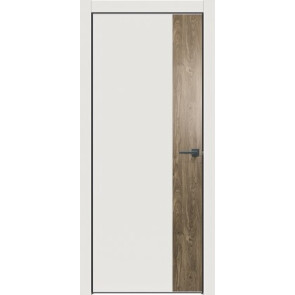 Дверь межкомнатная Concept-708 ПВХ Белоснежно матовый, дуб винчестер трюфель, глухая, кромка алюминиевая матовый хром, каркасно-щитовая
