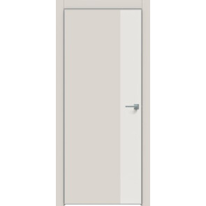 Дверь межкомнатная Concept-708 ПВХ Лайт грей, белоснежно матовый, глухая, кромка алюминиевая матовый хром, каркасно-щитовая