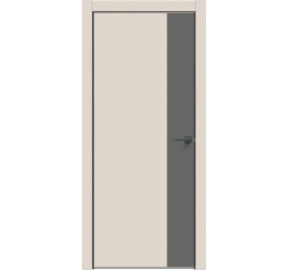 Дверь межкомнатная Concept-708 ПВХ Магнолия, глухая, декор медиум грей, кромка матовая черная, каркасно-щитовая