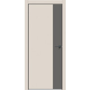 Дверь межкомнатная Concept-708 ПВХ Магнолия, глухая, декор медиум грей, кромка матовая черная, каркасно-щитовая