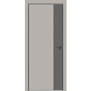 Дверь межкомнатная Concept-708 ПВХ Шелл грей, глухая, декор медиум грей, кромка матовая черная, каркасно-щитовая