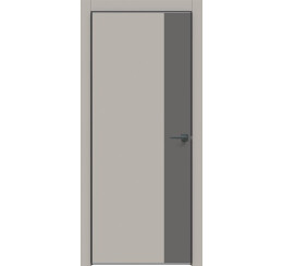 Дверь межкомнатная Concept-708 ПВХ Шелл грей, глухая, декор медиум грей, кромка матовая черная, каркасно-щитовая