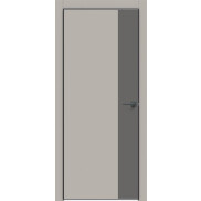 Дверь межкомнатная Concept-708 ПВХ Шелл грей, глухая, декор медиум грей, кромка матовая черная, каркасно-щитовая