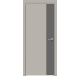 Дверь межкомнатная Concept-708 ПВХ Шелл грей, глухая, декор медиум грей, кромка матовый хром, каркасно-щитовая