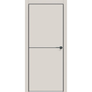 Дверь межкомнатная Concept-709 ПВХ Лайт грей, глухая, кромка алюминиевая черная матовая, каркасно-щитовая
