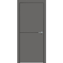Дверь межкомнатная Concept-709 ПВХ Медиум грей, глухая, кромка алюминиевая черная матовая, каркасно-щитовая