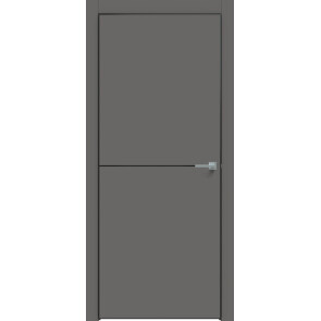 Дверь межкомнатная Concept-709 ПВХ Медиум грей, глухая, кромка алюминиевая черная матовая, каркасно-щитовая