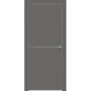 Дверь межкомнатная Concept-709 ПВХ Медиум грей, глухая, кромка алюминиевая матовый хром, каркасно-щитовая