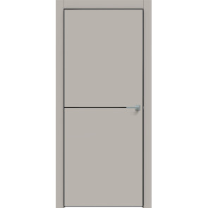 Дверь межкомнатная Concept-709 ПВХ Шелл грей, глухая, кромка алюминиевая черная матовая, каркасно-щитовая