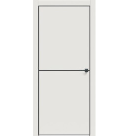 Дверь межкомнатная Concept-709 U ПВХ, Белоснежно матовый, глухая, кромка алюминиевая черная матовая, царговая