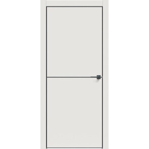Дверь межкомнатная Concept-709 U ПВХ Белоснежно матовый, глухая, кромка алюминиевая черная матовая, царговая