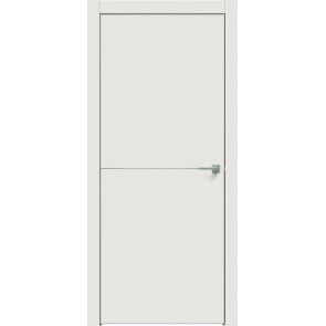 Дверь межкомнатная Concept-709 ПВХ Белоснежно матовый, глухая, кромка алюминиевая матовый хром, каркасно-щитовая