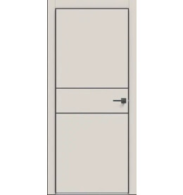 Дверь межкомнатная Concept-710 ПВХ, Лайт грей, глухая, кромка алюминиевая черная матовая, каркасно-щитовая