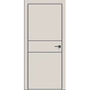 Дверь межкомнатная Concept-710 ПВХ Лайт грей, глухая, кромка алюминиевая черная матовая, каркасно-щитовая