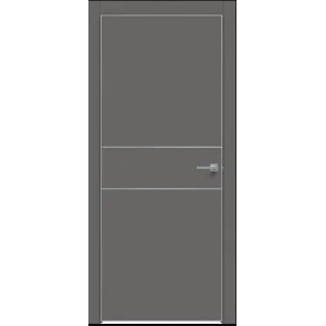 Дверь межкомнатная Concept-710 ПВХ Медиум грей, глухая, кромка алюминиевая черная матовая, каркасно-щитовая