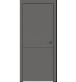 Дверь межкомнатная Concept-710 ПВХ, Медиум грей, глухая, кромка алюминиевая матовый хром, каркасно-щитовая
