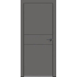Дверь межкомнатная Concept-710 ПВХ Медиум грей, глухая, кромка алюминиевая матовый хром, каркасно-щитовая