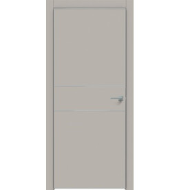 Дверь межкомнатная Concept-710 ПВХ, Шелл грей, глухая, кромка алюминиевая матовый хром, каркасно-щитовая