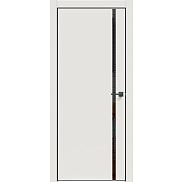 Дверь межкомнатная "Concept-711" Белоснежно матовый, вставка Лакобель чёрный, кромка-чёрная матовая