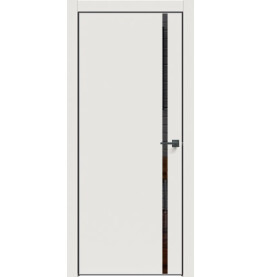 Дверь межкомнатная Concept-711 ПВХ, Белоснежно матовый, глухая, кромка алюминиевая черная матовая, каркасно-щитовая