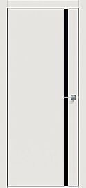 Дверь межкомнатная "Concept-711" Белоснежно матовый, вставка Лакобель чёрный, кромка-матовый хром