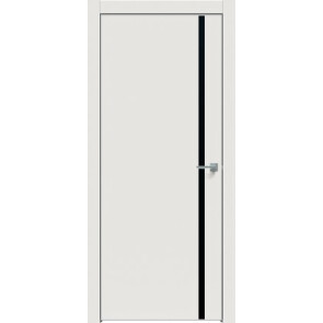 Дверь межкомнатная Concept-711 ПВХ Белоснежно матовый, лакобель чёрный, глухая, кромка алюминиевая матовый хром, каркасно-щитовая