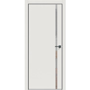 Дверь межкомнатная Concept-711 ПВХ Белоснежно матовый, зеркало, глухая, кромка алюминиевая черная матовая, каркасно-щитовая