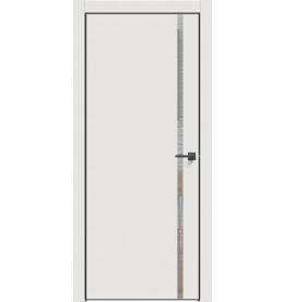 Дверь межкомнатная Concept-711 ПВХ, Белоснежно матовый, глухая, кромка алюминиевая черная матовая, каркасно-щитовая