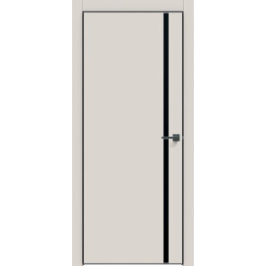 Дверь межкомнатная Concept-711 ПВХ Лайт грей, лакобель чёрный, глухая, кромка алюминиевая черная матовая, каркасно-щитовая