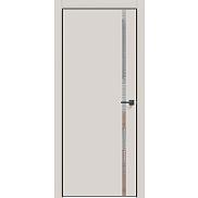 Дверь межкомнатная Concept-711 ПВХ Лайт грей, глухая, декор зеркало, кромка матовая черная, каркасно-щитовая