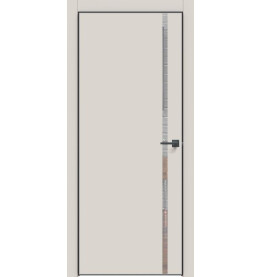 Дверь межкомнатная Concept-711 ПВХ, Лайт грей, глухая, кромка алюминиевая черная матовая, каркасно-щитовая