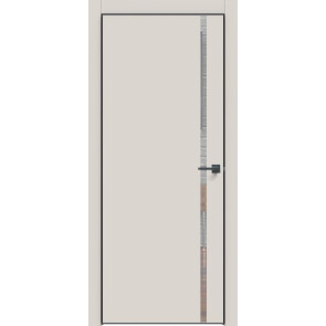 Дверь межкомнатная Concept-711 ПВХ Лайт грей, зеркало, глухая, кромка алюминиевая черная матовая, каркасно-щитовая