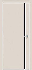 Дверь межкомнатная "Concept-711" Магнолия, вставка Лакобель чёрный, кромка-матовый хром