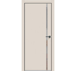 Дверь межкомнатная Concept-711 ПВХ Магнолия, глухая, декор зеркало, кромка матовая черная, каркасно-щитовая