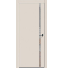 Дверь межкомнатная Concept-711 ПВХ, Магнолия, глухая, кромка алюминиевая черная матовая, каркасно-щитовая