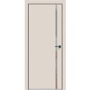 Дверь межкомнатная Concept-711 ПВХ Магнолия, глухая, декор зеркало, кромка алюминиевая черная матовая, каркасно-щитовая