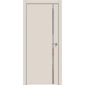 Дверь межкомнатная Concept-711 ПВХ Магнолия, зеркало, глухая, кромка алюминиевая матовый хром, каркасно-щитовая