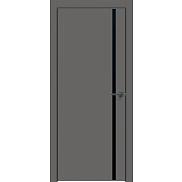 Дверь межкомнатная Concept-711 ПВХ Медиум грей, глухая, декор лакобель чёрный, кромка матовая черная, каркасно-щитовая