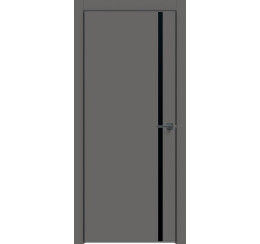 Дверь межкомнатная Concept-711 ПВХ Медиум грей, глухая, декор лакобель чёрный, кромка матовая черная, каркасно-щитовая