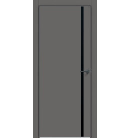 Дверь межкомнатная Concept-711 ПВХ, Медиум грей, глухая, кромка алюминиевая черная матовая, каркасно-щитовая