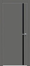 Дверь межкомнатная "Concept-711" Медиум грей, вставка Лакобель чёрный, кромка-матовый хром