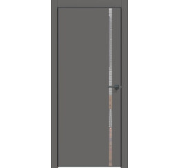 Дверь межкомнатная Concept-711 ПВХ Медиум грей, глухая, декор зеркало, кромка матовая черная, каркасно-щитовая