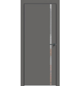 Дверь межкомнатная Concept-711 ПВХ, Медиум грей, глухая, кромка алюминиевая черная матовая, каркасно-щитовая