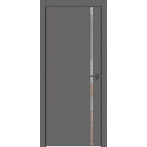 Дверь межкомнатная Concept-711 ПВХ Медиум грей, зеркало, глухая, кромка алюминиевая черная матовая, каркасно-щитовая