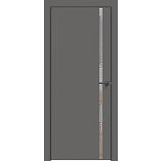 Дверь межкомнатная Concept-711 ПВХ Медиум грей, глухая, декор зеркало, кромка матовая черная, каркасно-щитовая