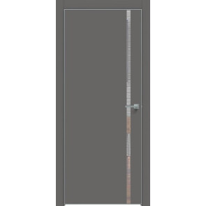 Дверь межкомнатная Concept-711 ПВХ Медиум грей, зеркало, глухая, кромка алюминиевая матовый хром, каркасно-щитовая