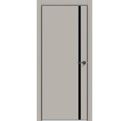 Дверь межкомнатная Concept-711 ПВХ Шелл грей, глухая, декор лакобель чёрный, кромка матовая черная, каркасно-щитовая